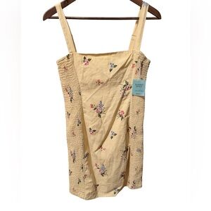 NWT Yellow Floral Linen Blend Summer Dress